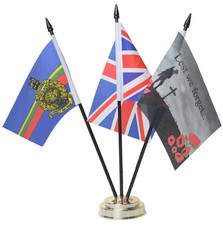 Lest We Forget & Royal Marines Remembrance Triple Friendship Table Flag Set