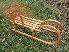 Vtg Gloco Davoset Child's Bentwood Sled with Pull and Backrest