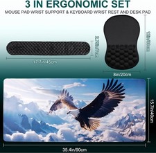 3 in 1 Set Ergonomic Mouse Pad with Keyboard Wrist Rest Non-Slip Desk Pad Memory