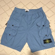 Stone Island Men's Blue Cargo Shorts Drawstring Cotton Canvas 7615L0103
