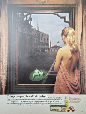 Badedas Towel-Wrapped Blonde Things Happen After Bath Vintage Print Ad 1984