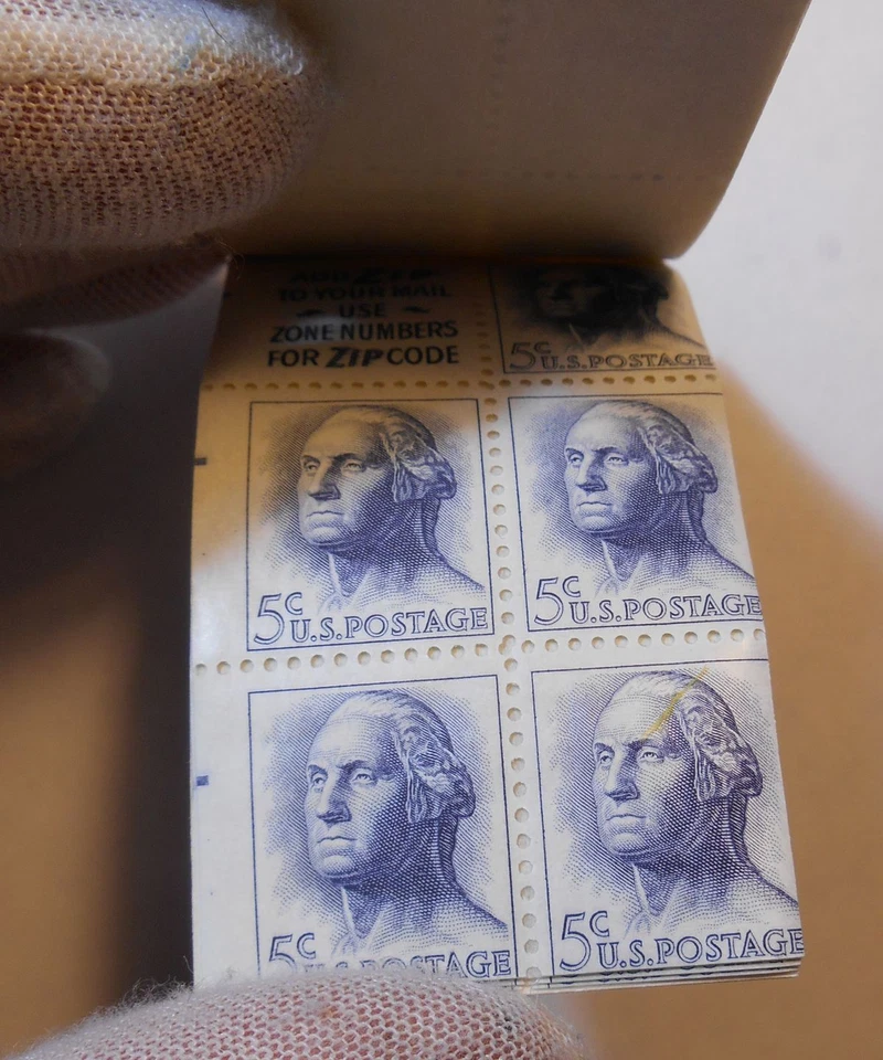 1963 Washington 5c BK112 MISCUT (4 panes Sc 1213a) untagged MNH Slogan 2 - Image 3 of 3