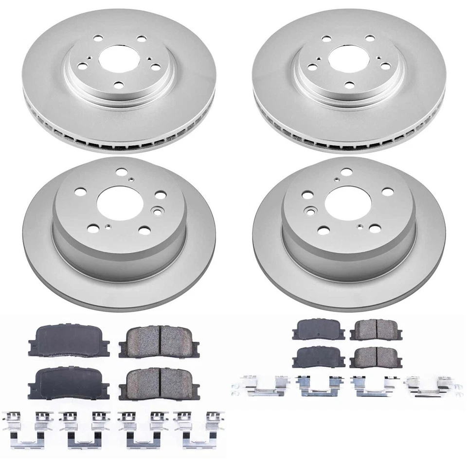 Juego de 4 ruedas CRK1142 Powerstop discos de freno y kits de pastillas delanteras y traseras para ES330 Foto 3 de 4