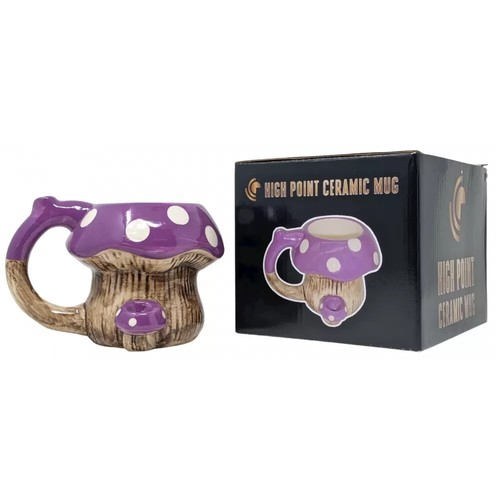 High Point Ceramic Purple Mushroom Mug Hand Pipe - Picture 2 of 2