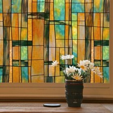 Static Cling Window Films Geometric Stained Opaque Glass Sticker No Glue