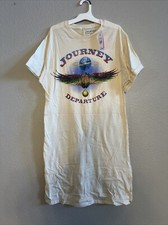 Journey TShirt Dress Womens L Ivory Midi Graphic Print Cotton Departure*