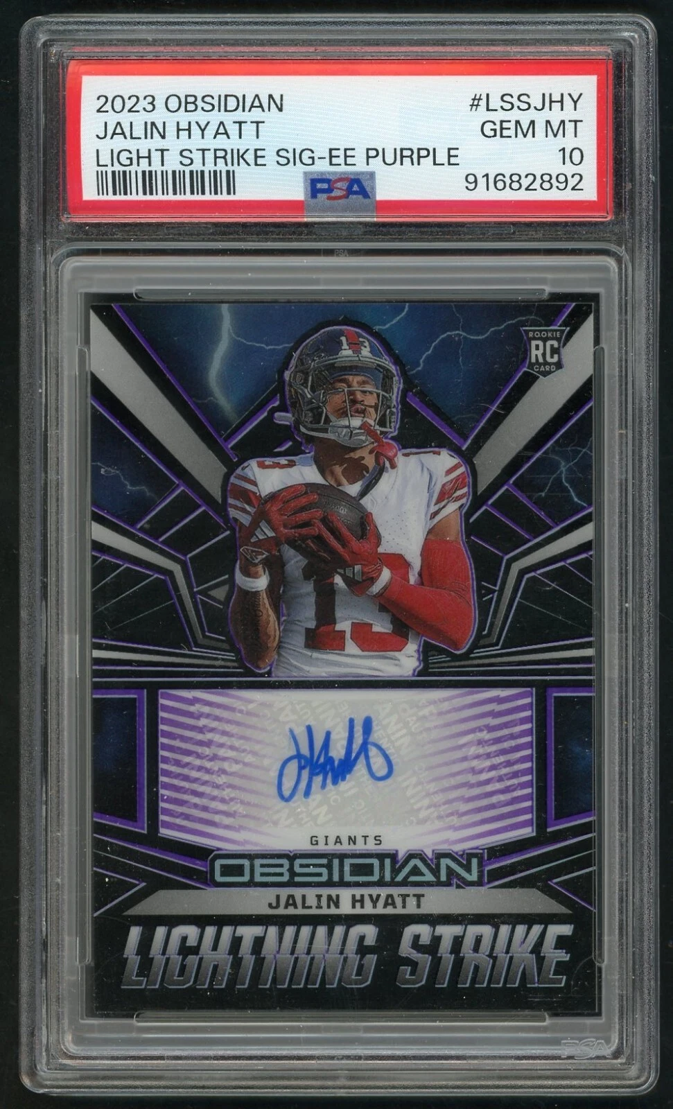 Jalin Hyatt Panini Obsidian Lightning Strike Signatures #LSSJHY Electric Etch Purple