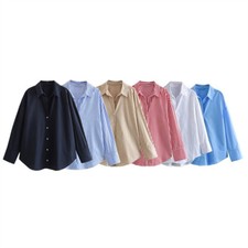 Women's Casual Spring Collar Long Sleeved Single Breasted Shirt Striped Shirt