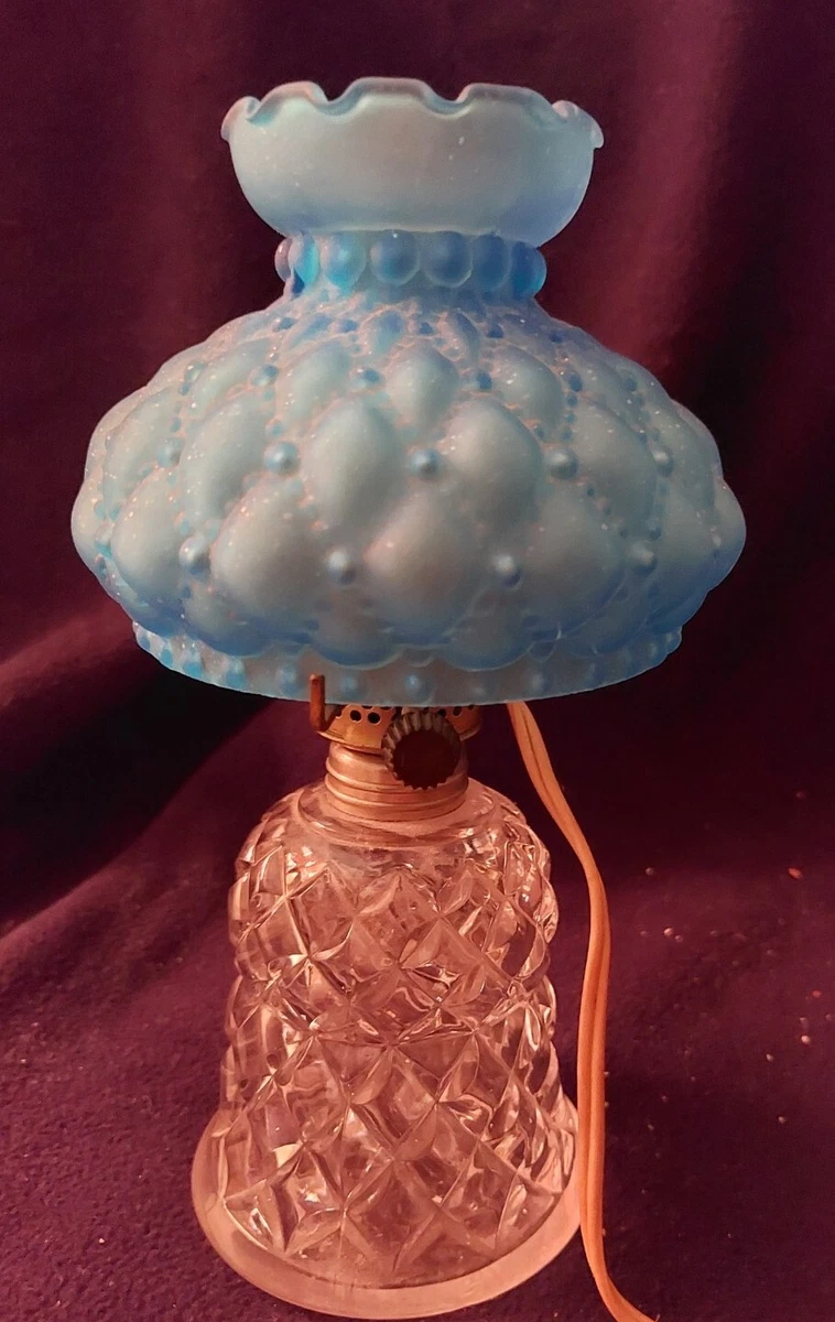 Blue glass cheap hurricane lamp