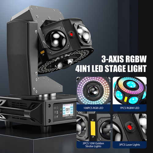 200W 3Ejes LED Cabezal Móvil Rayo de Luz Láser Escenario DMX Spot Disco Bar Iluminación DJ - Imagen 6 de 8