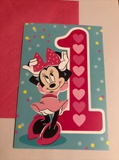 Happy Birthday Disney Minnie Happy 1st One Birthday 5  x7  Hallmark Greeting Card