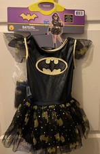 RUBIES DC BATGIRL Child Costume Small 5/6 New Tutu Dress, Gold Belt, Cape