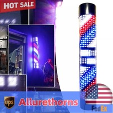 Barber Pole LED Light 3 Color Stripes Rotating Hair Salon Shop Sign w/ Handwheel