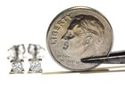 14k white gold .31ct I1 I2 H princess diamond 4 prong stud earrings — photo 8