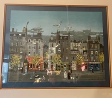 Michel Delacroix "L'Homme Sandwich" Framed Signed Lithograph Art Paris France