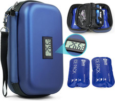 Insulin Cooler Travel Case TSA Approved, w/ Thermometer, 2 Ice Packs, Organizer