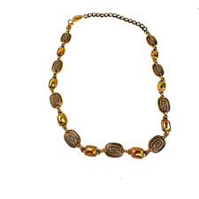 Bronze Tone Metal Belt Chain Braided Design On 2 Different Disk Concho Link 40"