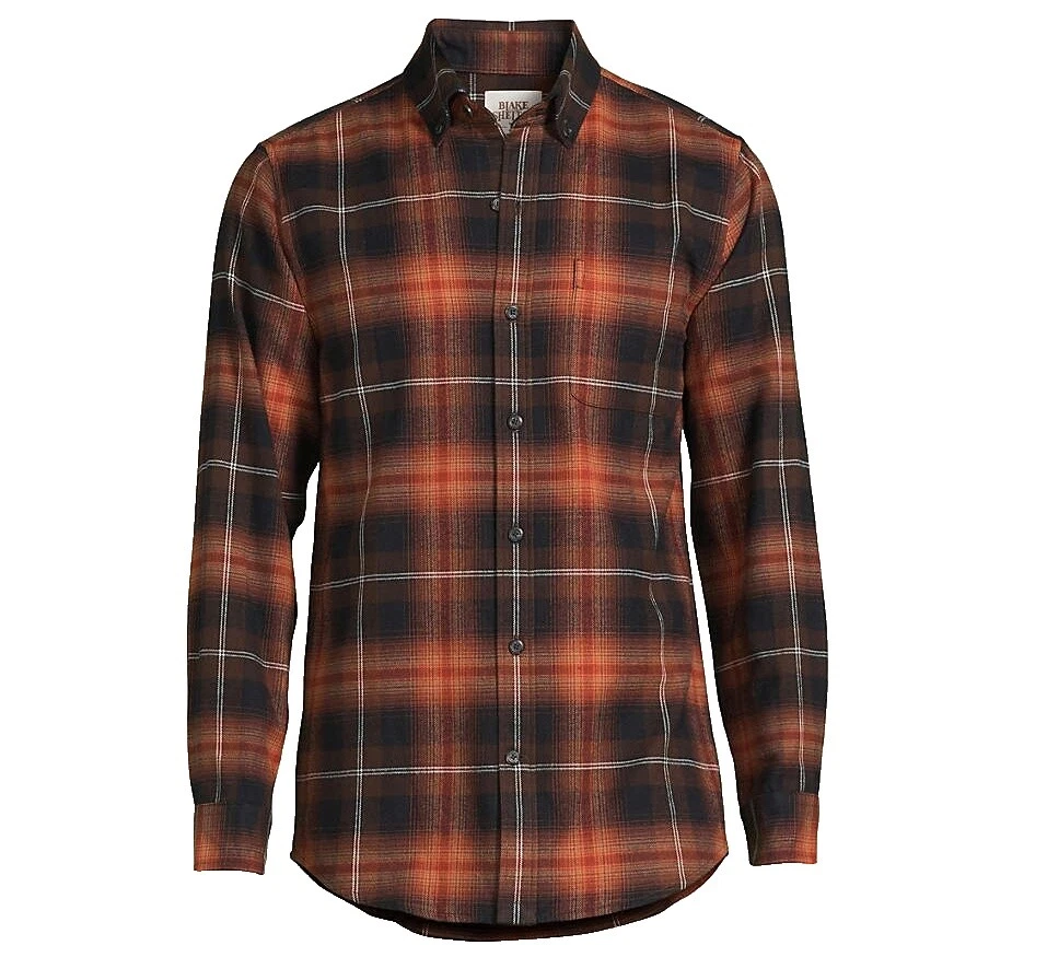 Lands' End Cotton Long Sleeve Casual Button-Down Shirts for Men