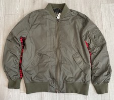 New Kendall & Kylie Ladies Olive Green Plaid Trim Bomber Jacket Small Oversized
