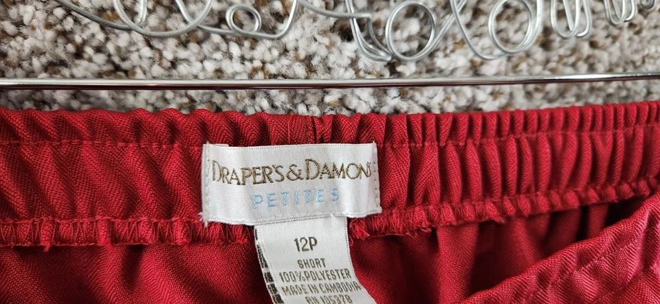 Pantalones Drapers and Damons Rojo Pull On Pierna Recta Elástico Wasit Plisado Talla 12P Foto 2 de 4