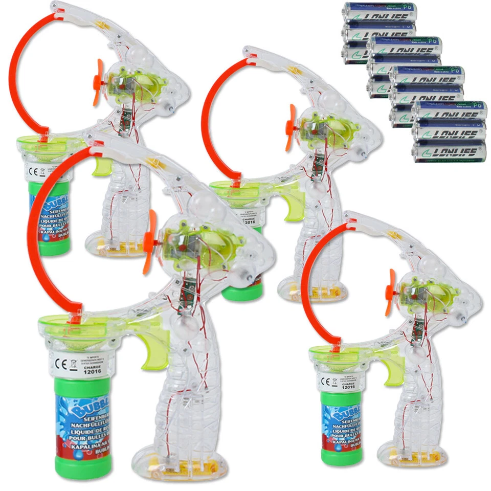 4 Stk. XXL Seifenblasenpistole Bubble Gun Seifenblasenmaschine Pistole Kinder