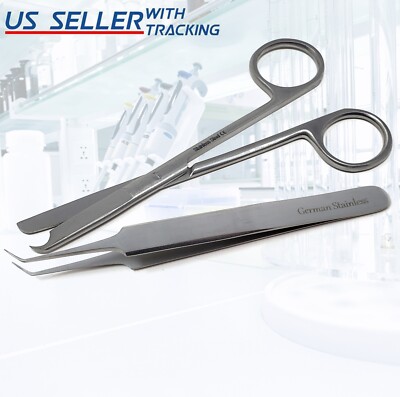 Suture Removal Micro Forceps with Stitch Scissors Medical Lab Instruments of 2Pc
