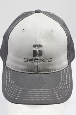 Beck's Seed Hat Gray Two Tone Farm Agriculture Indiana Adjustable Made in USA