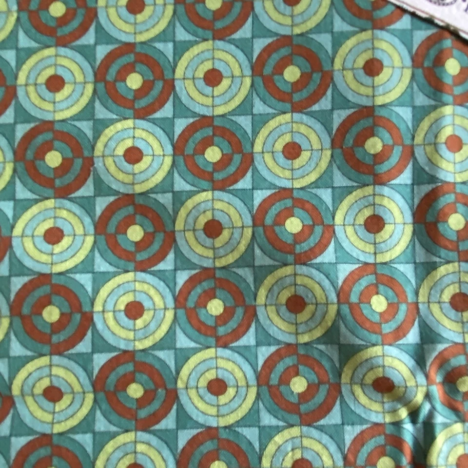 Java Moda Geometric Fabric Green Brown Quilting Cotton 34x43 - Image 4 of 4