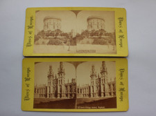 England 2 Stereoview Lot Windsor Castle Tower & All Souls College Oxford 1880s