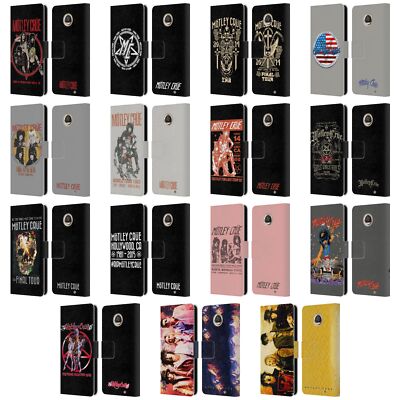 OFFICIAL MOTLEY CRUE TOURS LEATHER BOOK WALLET CASE COVER FOR MOTOROLA PHONES