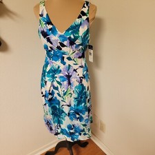 Chaps Blue Floral Dress NWT Size 10