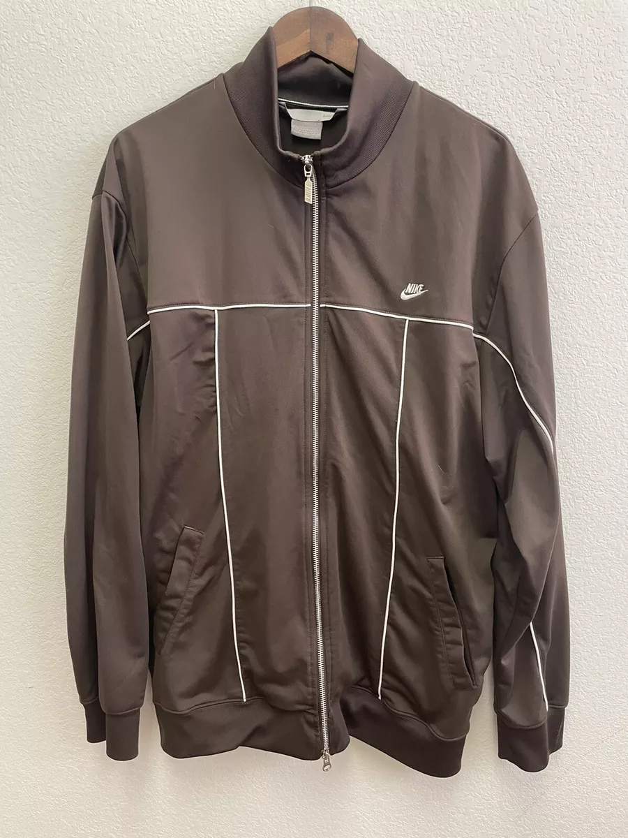 Vintage Nike Track Warm up Jacket Brown Size XL Logo Embossed Full Zip Gray Tag
