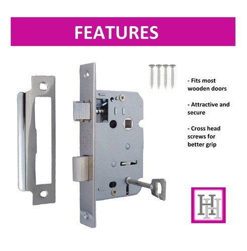 3 LEVER MORTICE SASH DOOR LOCK 64mm Brass Plated or Silver Fire Rated 2 keys D10 - Picture 11 of 15