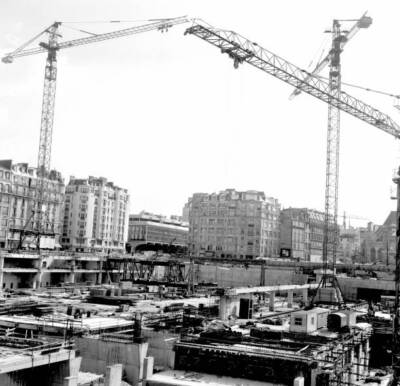 Construction of the Georges Pompidou centre Paris April 1974 Old Photo