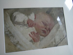 Translating Painting Listed American Artist Marie Perrault 19thc thc Sleeping Baby 10 Discount Sale Nvcgroup Vn