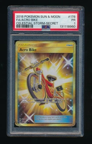 PSA 1 ACRO BIKE 2018 POKÉMON SUN & MOON CELESTIAL STORM SECRET RARE #178 (POP 1)