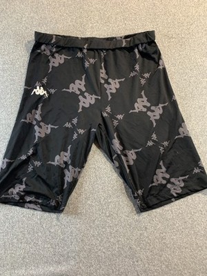 Kappa Authentic Malin Bike Shorts Women's Medium Black All Over Logo Performance