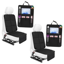 4 Pack Non-slip Car Seat Protector and Backseat Organizer Kick Mat with Tablet