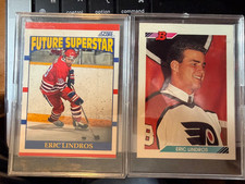 Eric Lindros Rookie cards 1992 Bowman and 1990 Score 2 cards mint condition