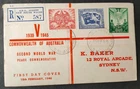 AUSTRALIA 1946 'V' PEACE FDC REG NO. 587 (F)