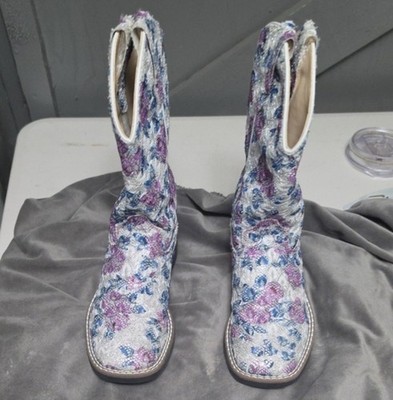Old West Girls' Flower Girl Western Boots - Broad Square Toe