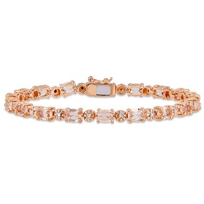 Amour Rose Plated Sterling Silver Simulated Morganite Diamond Tennis Bracelet