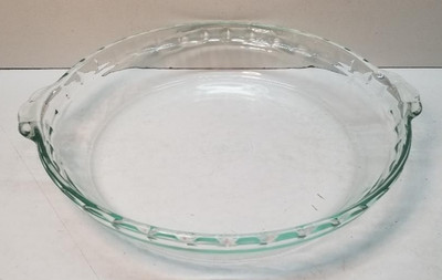 Vintage Pyrex 9.5'' Round Pie Dish #229 Blue/Green Tint Glass Bakeware EXCELLENT
