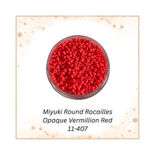 Miyuki 11/0 Round Seed Beads 11-407 Opaque Vermillion Red 20 Grams
