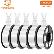 TECBEARS 5KG PLA+ Silk Filament 1.75mm Shiny PLA 3D Printer Filament Neatly
