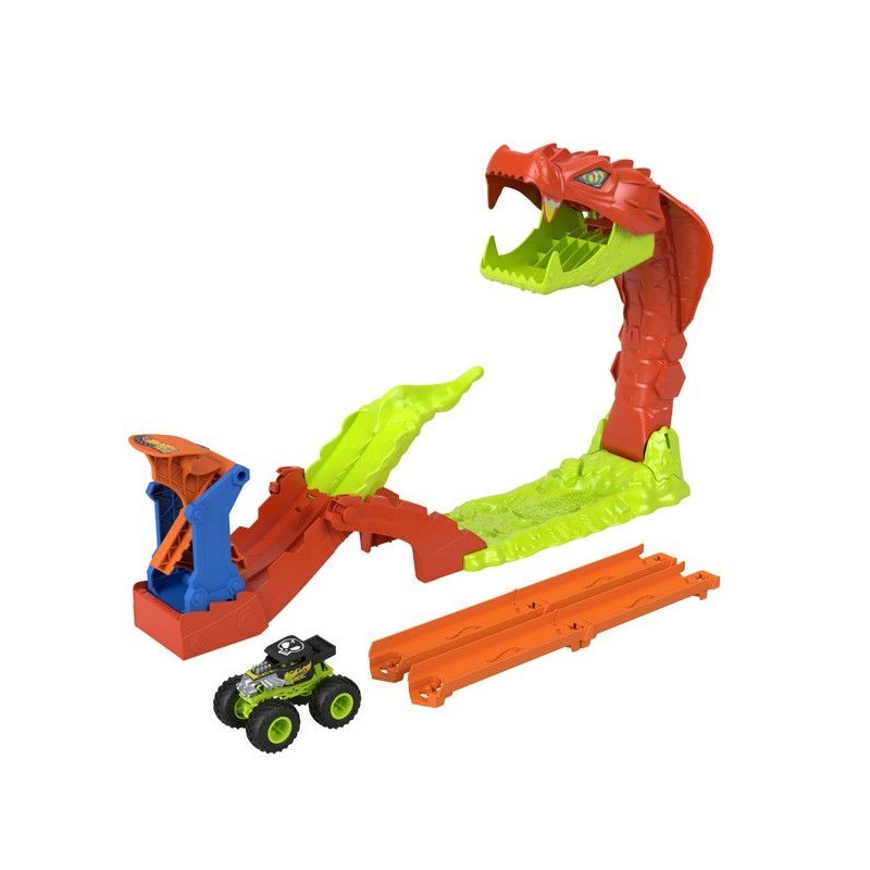 Camion de monstres Hot Wheels JJN44 circuit de course multicolore et lanceur de voiture