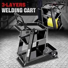 Heavy-Duty 3-Layer 100lbs. Larger Storage Welding Cart w/ Swivel Wheels & Handle