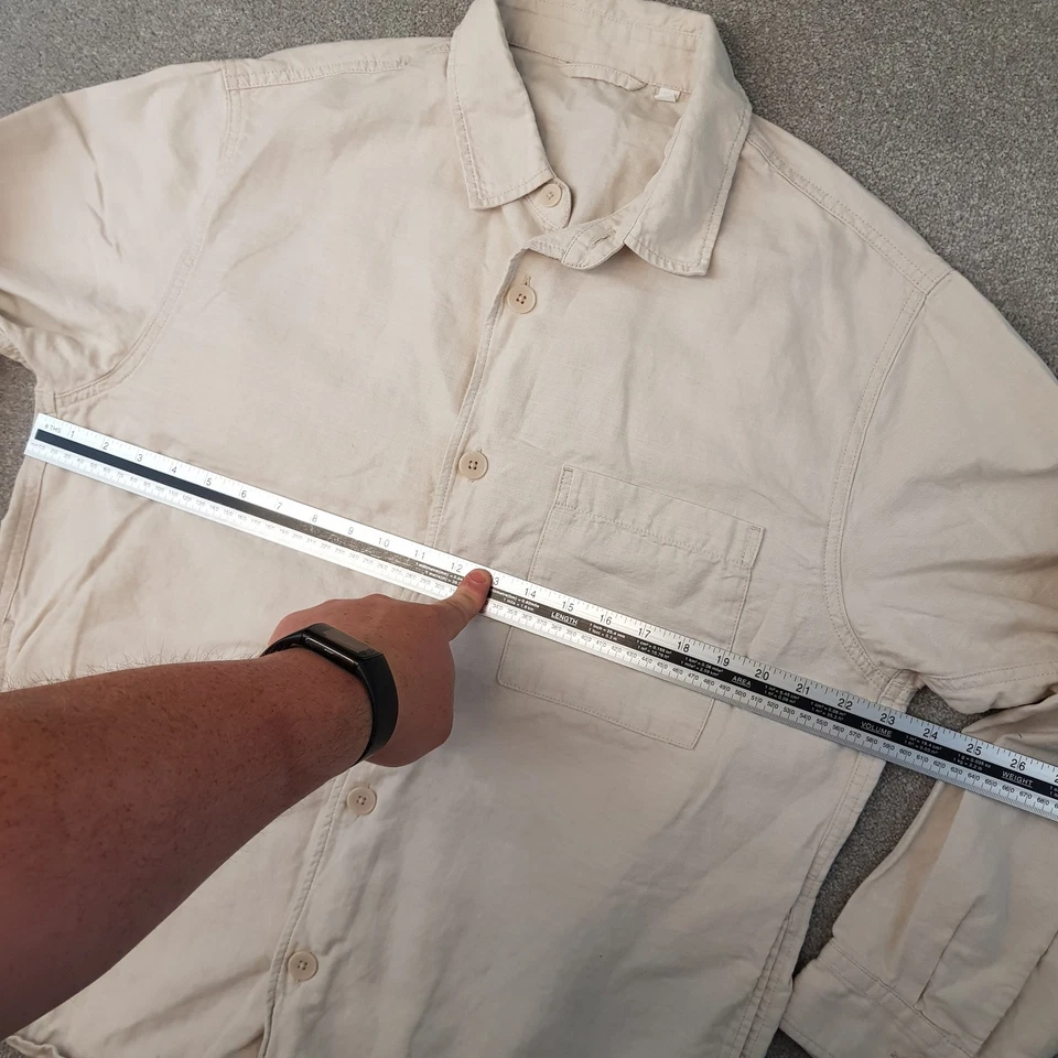 Uniqlo Mens Shirt Large Cream Beige Linen Blend Overshirt Jacket Sack Workwear - Image 4 of 4