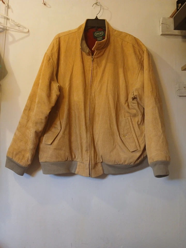 IZOD 灯芯绒大号棕色/薄色夹克外套男式复古 — 第 2/4 张图片