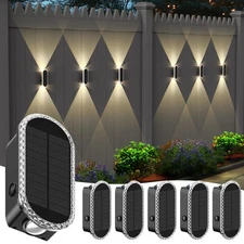 6 Pack Solar Fence Lights Outdoor, RGBW Solar Christmas Lights Outdoor 8-Colo...